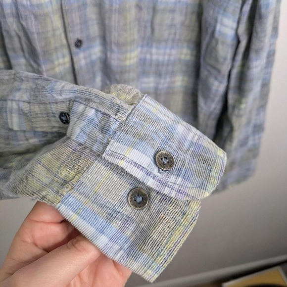 Tommy Bahama Coastline Cord blue plaid button up shirt coastal XL Corduroy - Picture 5 of 8